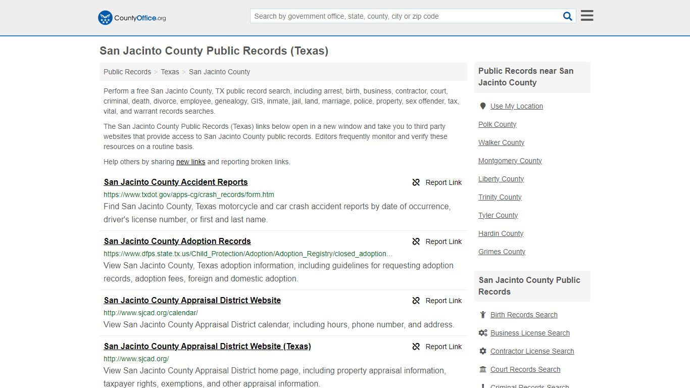 San Jacinto County Public Records (Texas) - County Office