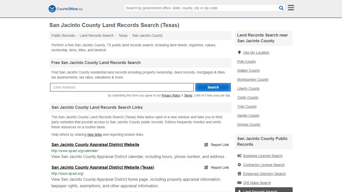 San Jacinto County Land Records Search (Texas) - County Office